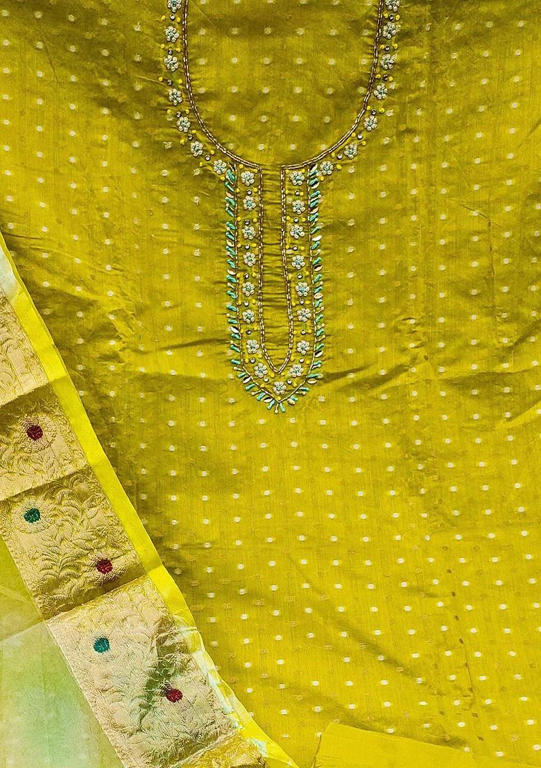 Green Geometric Print Poly Blend Kurta Set