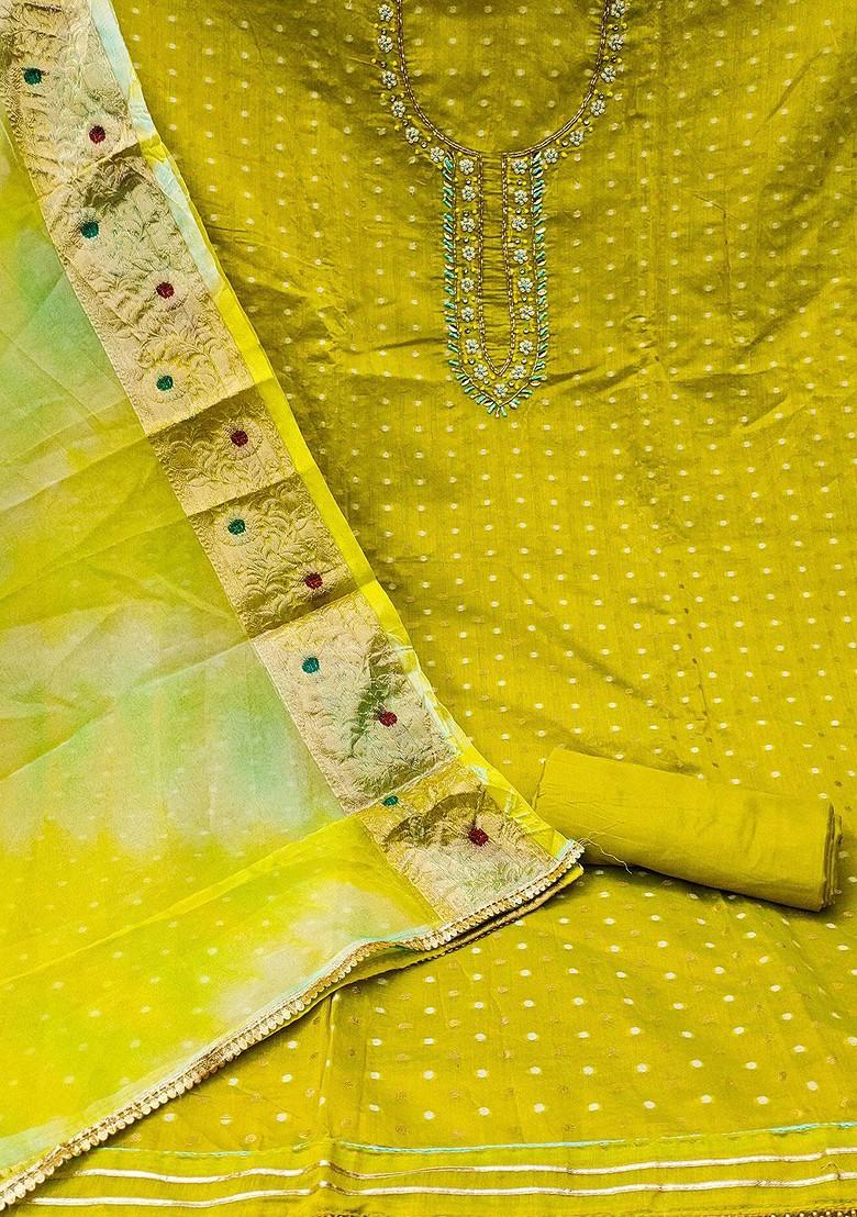Green Geometric Print Poly Blend Kurta Set
