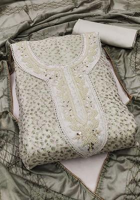 Sea Green Floral Print Poly Blend Kurta Set