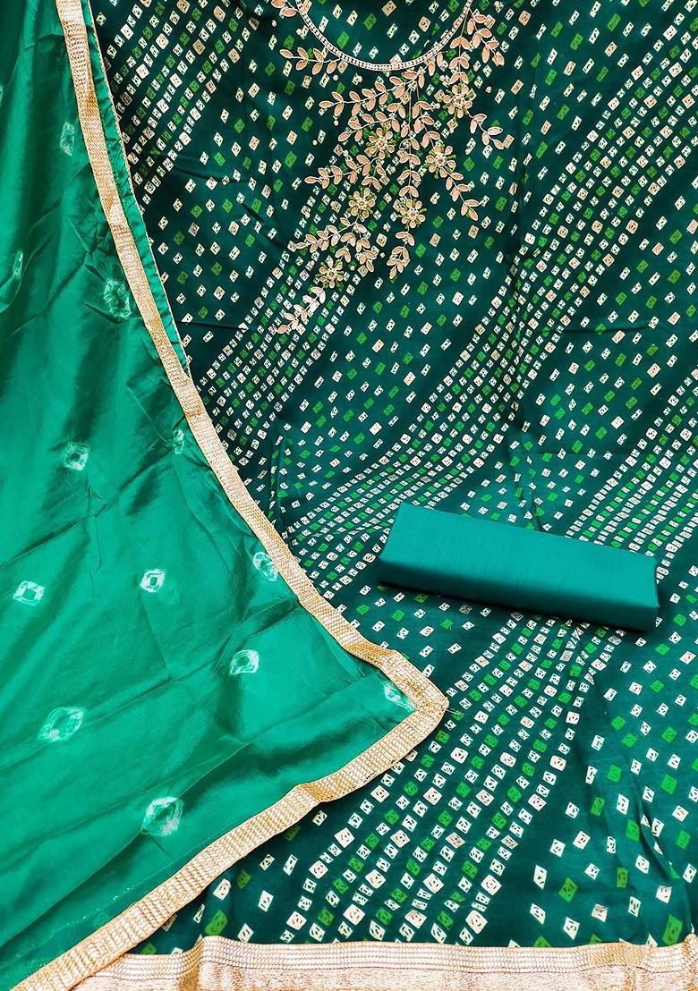 Green Geometric Print Poly Blend Kurta Set