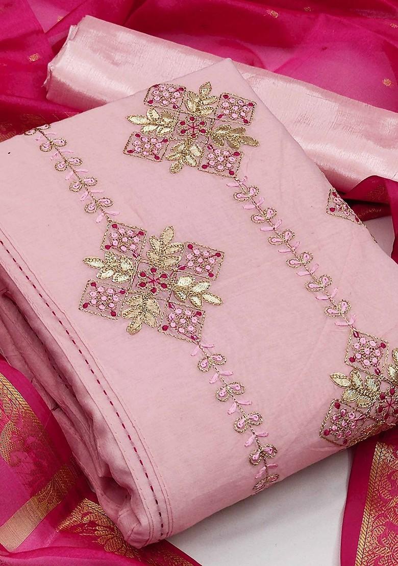 Pink Sequin Embroidered Poly Blend Kurta Set