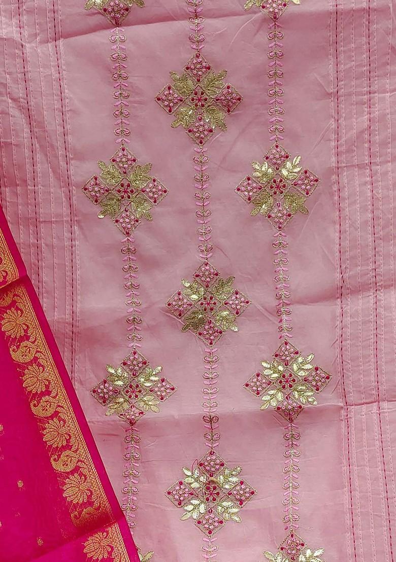 Pink Sequin Embroidered Poly Blend Kurta Set