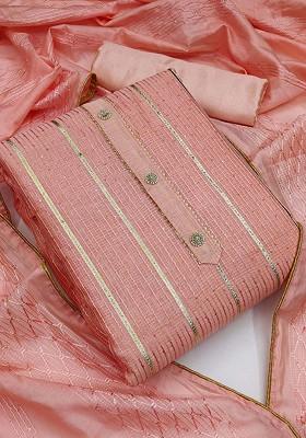Peach Gota Patti Poly Blend Kurta Set