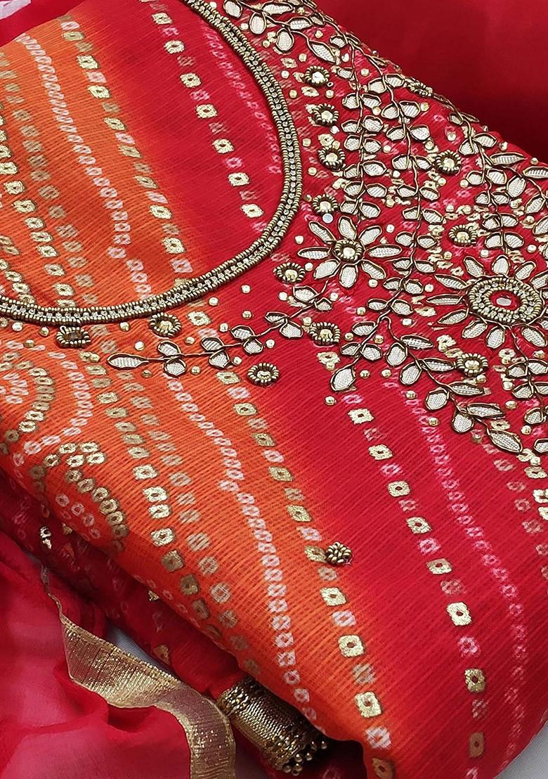 Pink Bandhani Print Poly Blend Kurta Set