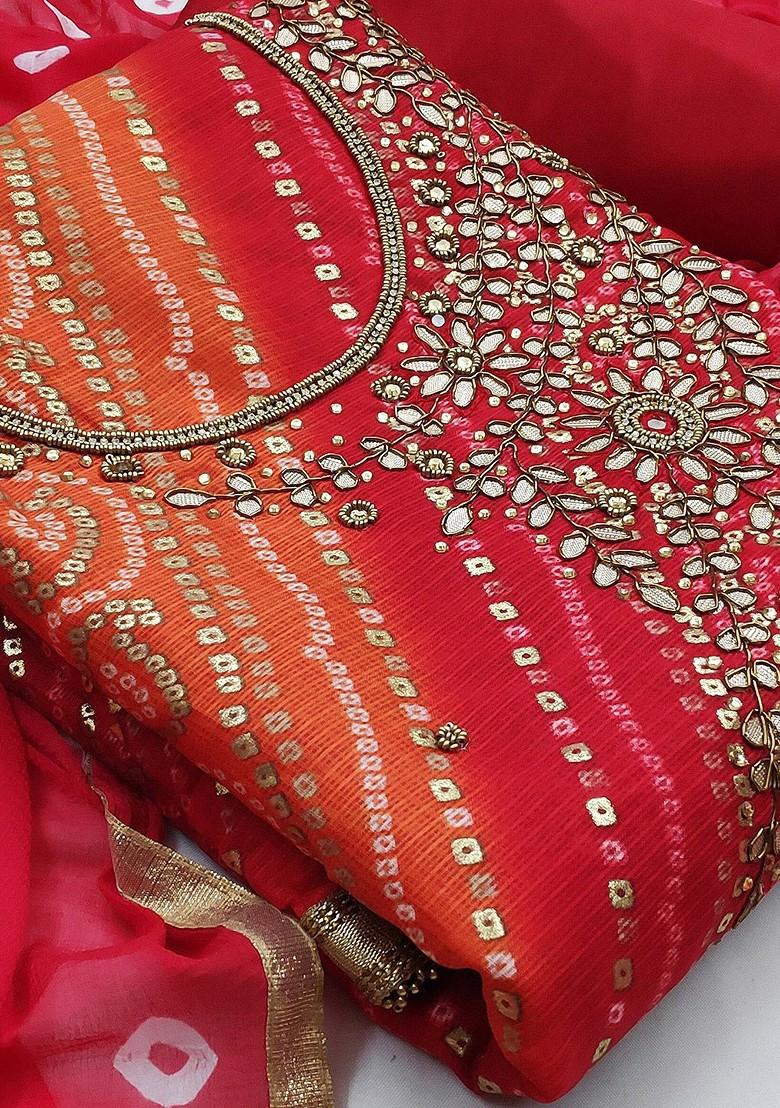 Pink Bandhani Print Poly Blend Kurta Set