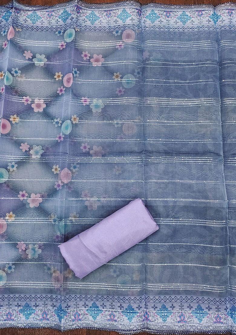 Purple Sequin Embroidered Organza Kurta Set