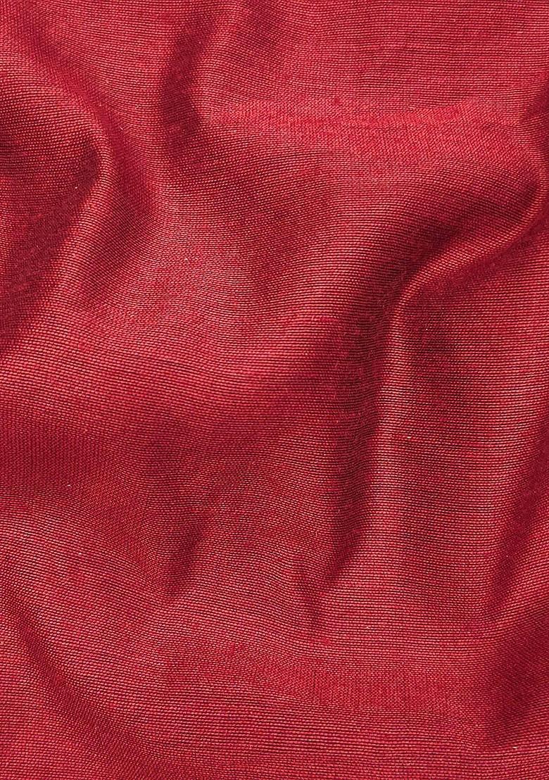 Maroon Woven Poly Blend Kurta Set