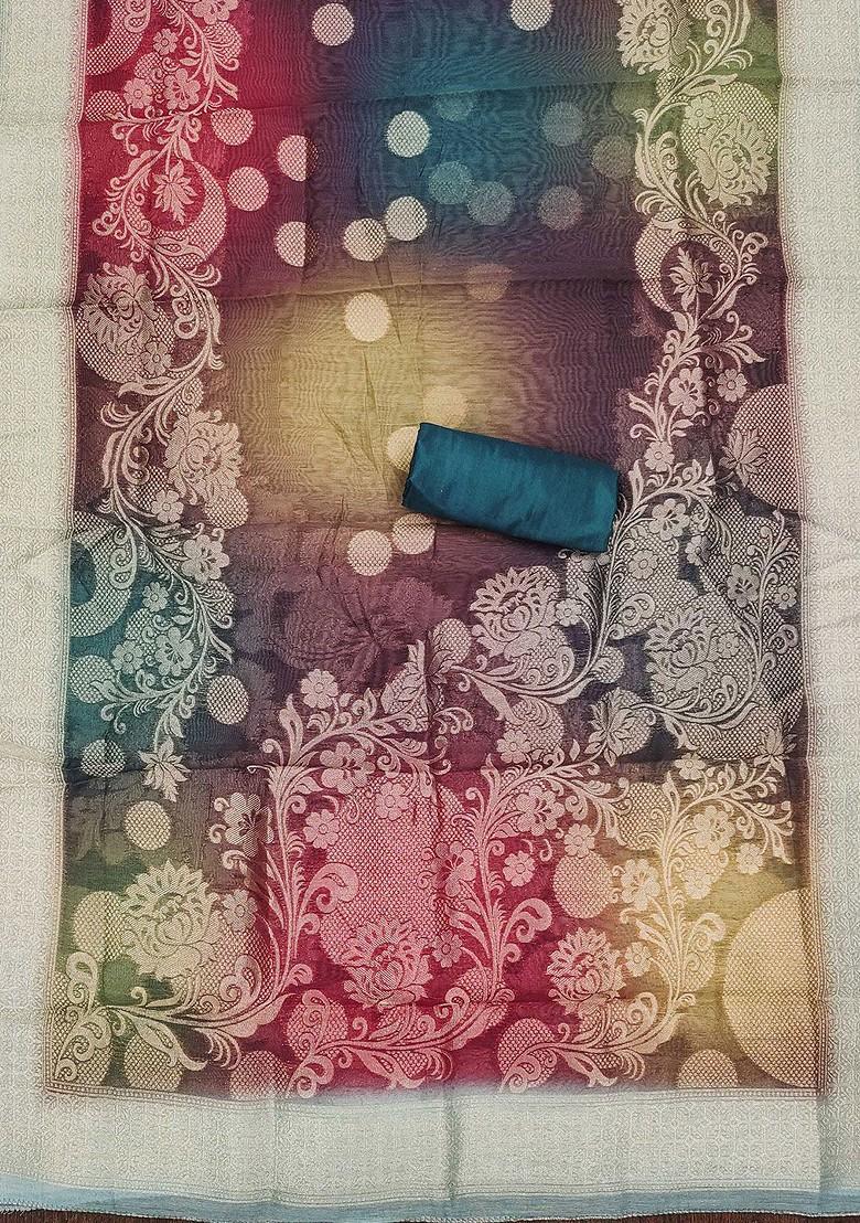 Teal Blue Embroidered Poly Blend Kurta Set