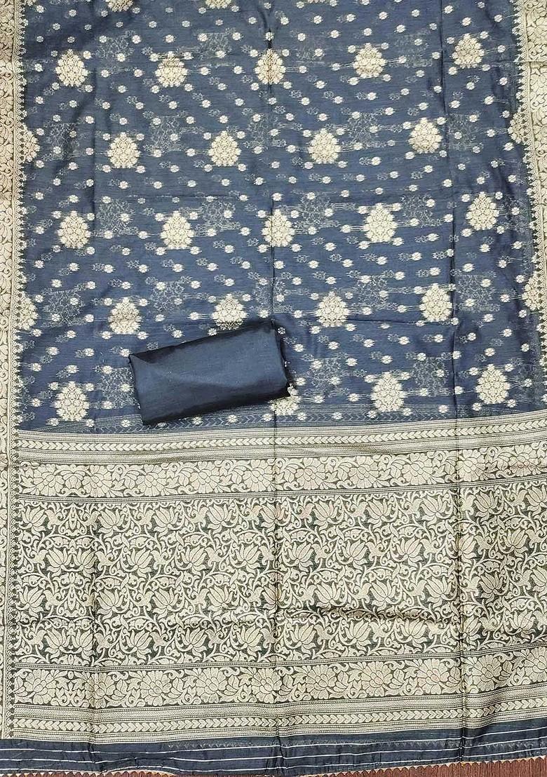 Lime Green Floral Woven Design Poly Blend Kurta Set