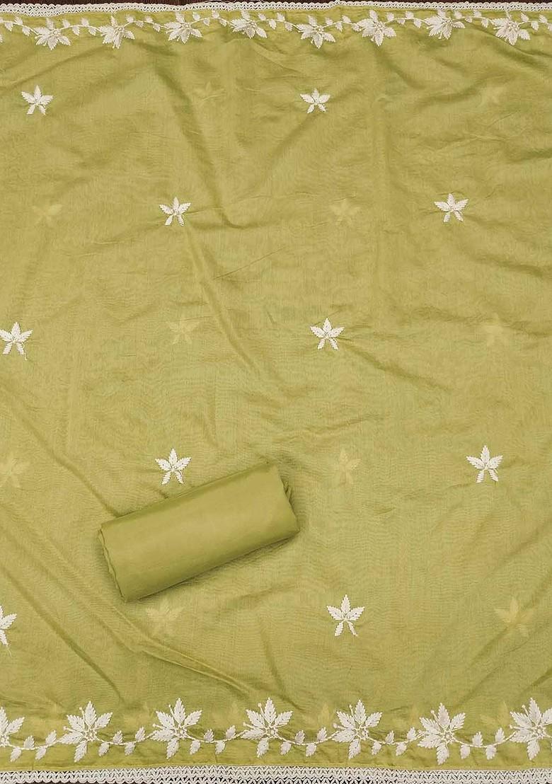 Lime Green Ethnic Motifs Embroidered Poly Blend Kurta Set