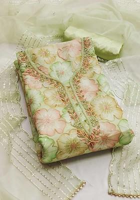 Sea Green Embroidered Organza Kurta Set