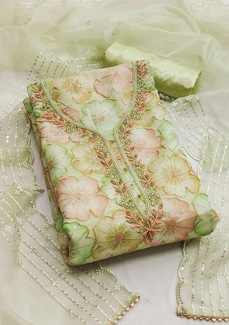 Sea Green Embroidered Organza Kurta Set