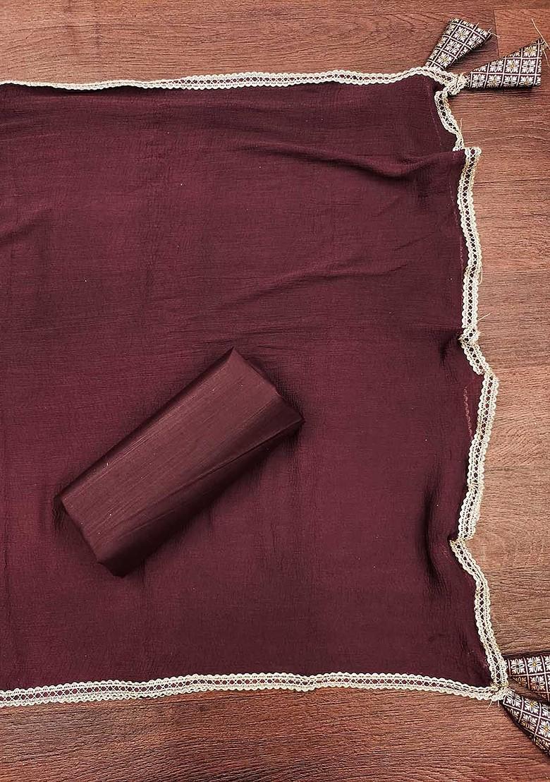 Coffee Brown Geometric Print Poly Blend Kurta Set