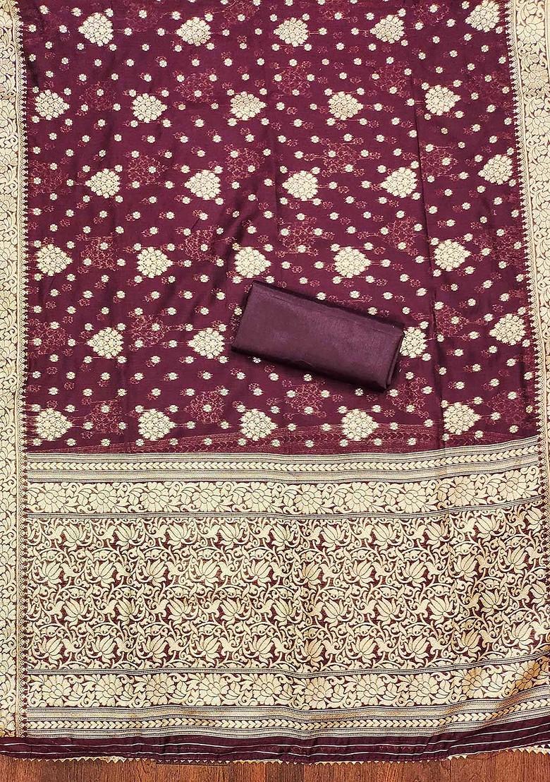 Olive Green Floral Woven Design Poly Blend Kurta Set