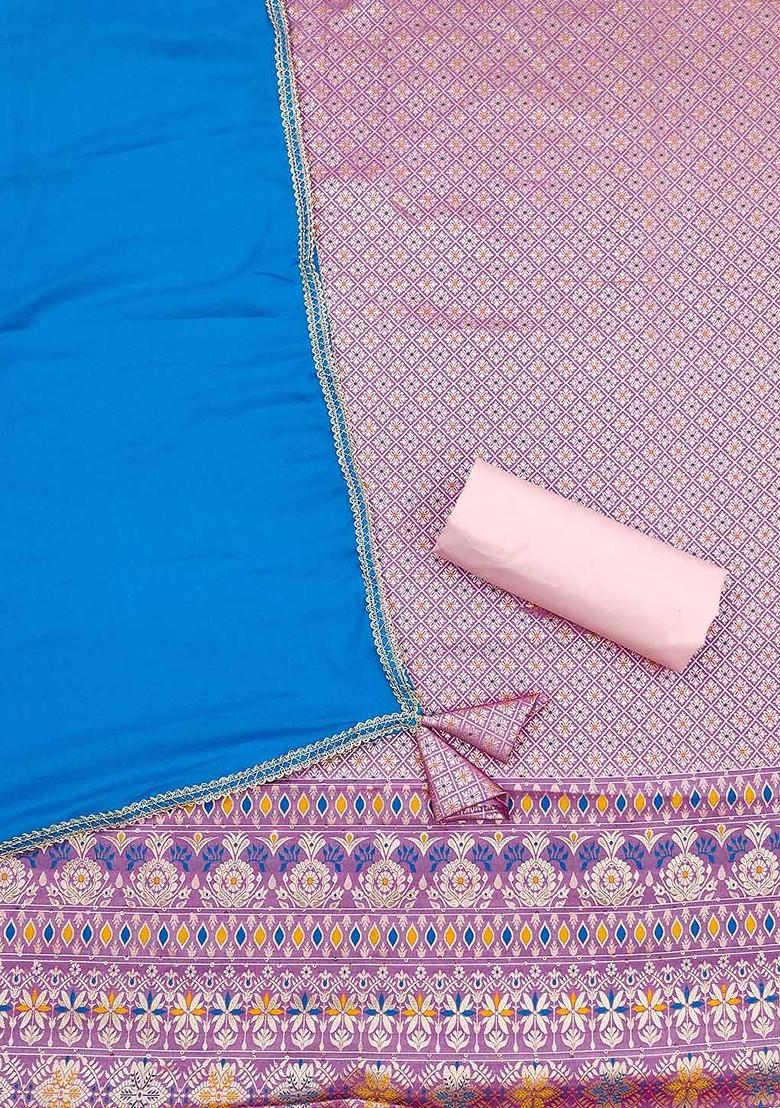 Pink Ethnic Motifs Poly Blend Kurta Set