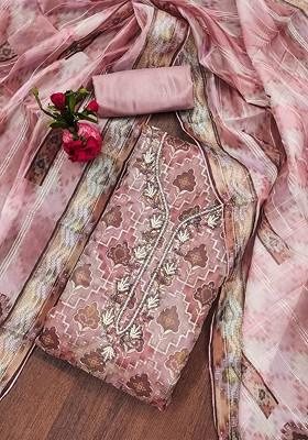 Purple Embroidered Organza Kurta Set