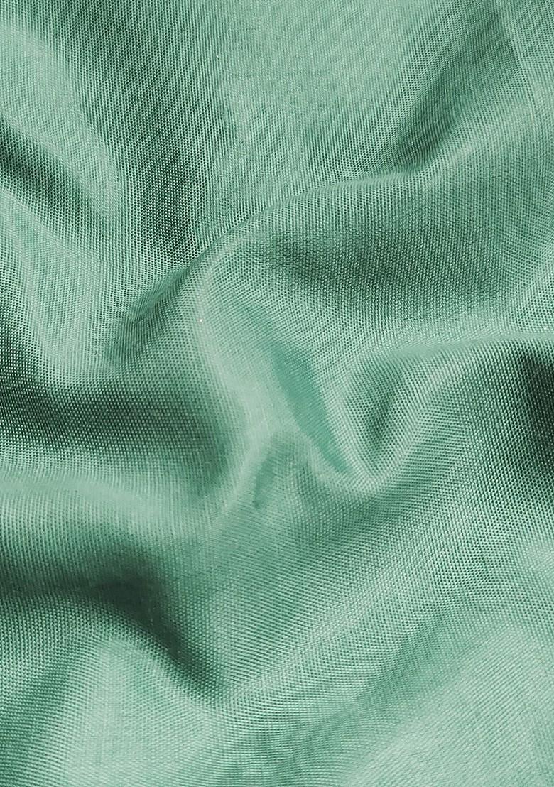 Sea Green Floral Embroidered Poly Blend Kurta Set