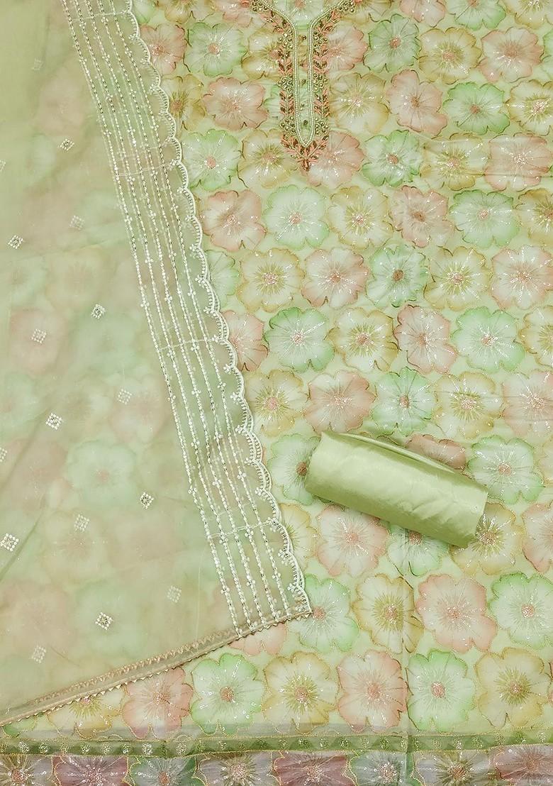 Sea Green Embroidered Organza Kurta Set