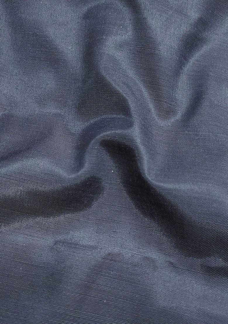 Grey Floral Embroidered Poly Blend Kurta Set