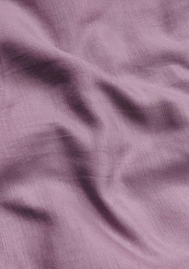 Lavender Floral Embroidered Poly Blend Kurta Set