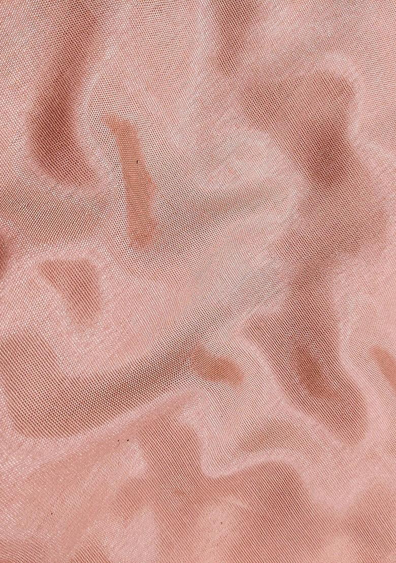 Peach Ethnic Motifs Woven Poly Blend Kurta Set