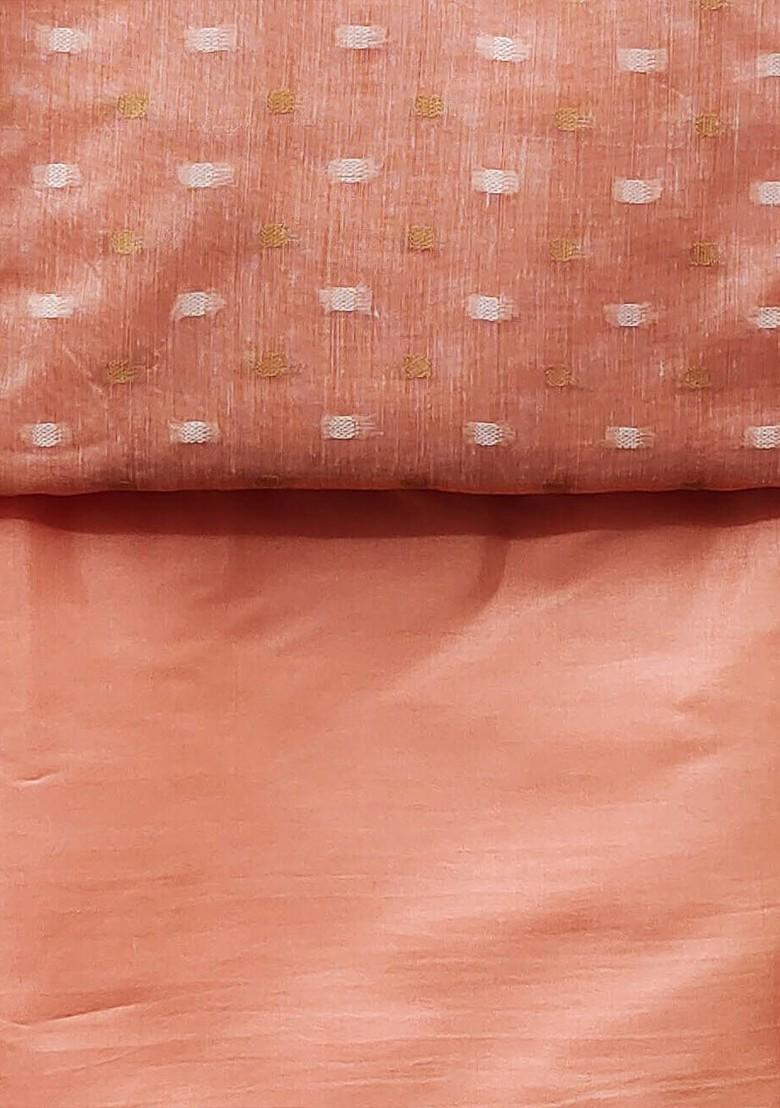 Peach Geometric Print Poly Blend Kurta Set