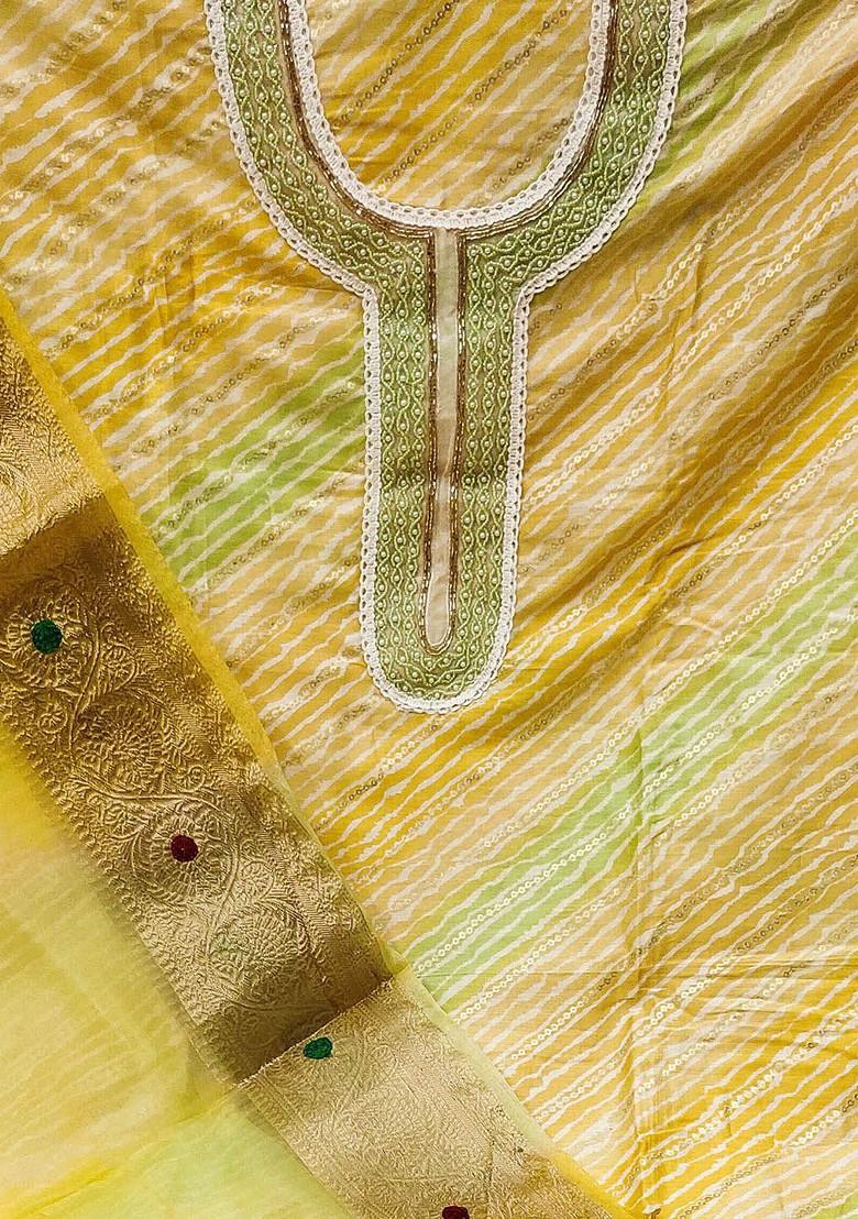 Yellow Printed Poly Blend Kurta Set