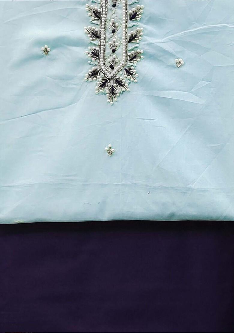 Sea Green Embellished Poly Blend Kurta Set