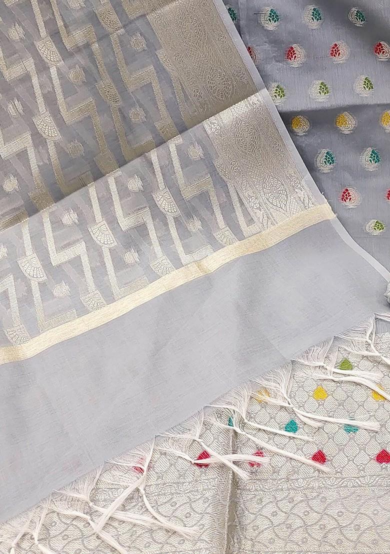 Grey Gota Patti Poly Blend Kurta Set