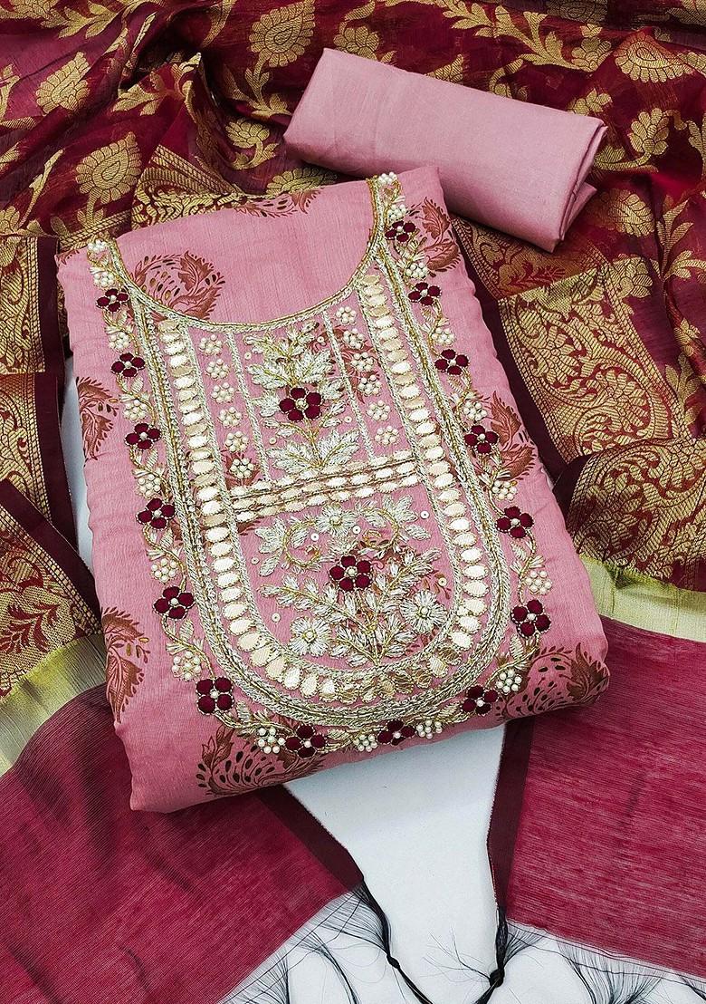 Purple Floral Print Poly Blend Kurta Set