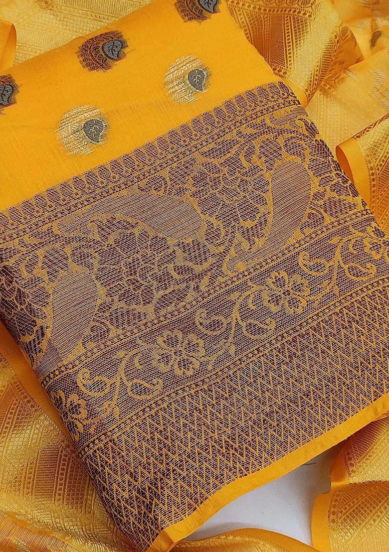 Yellow Woven Poly Blend Kurta Set