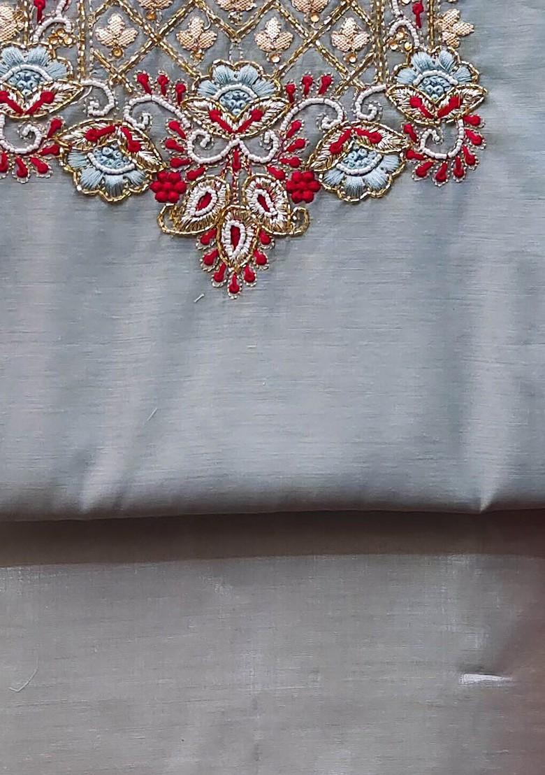 Sea Green Ethnic Motifs Embroidered Poly Blend Kurta Set