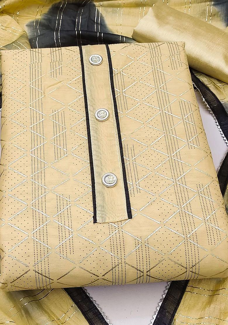 Yellow Embroidered Poly Blend Kurta Set