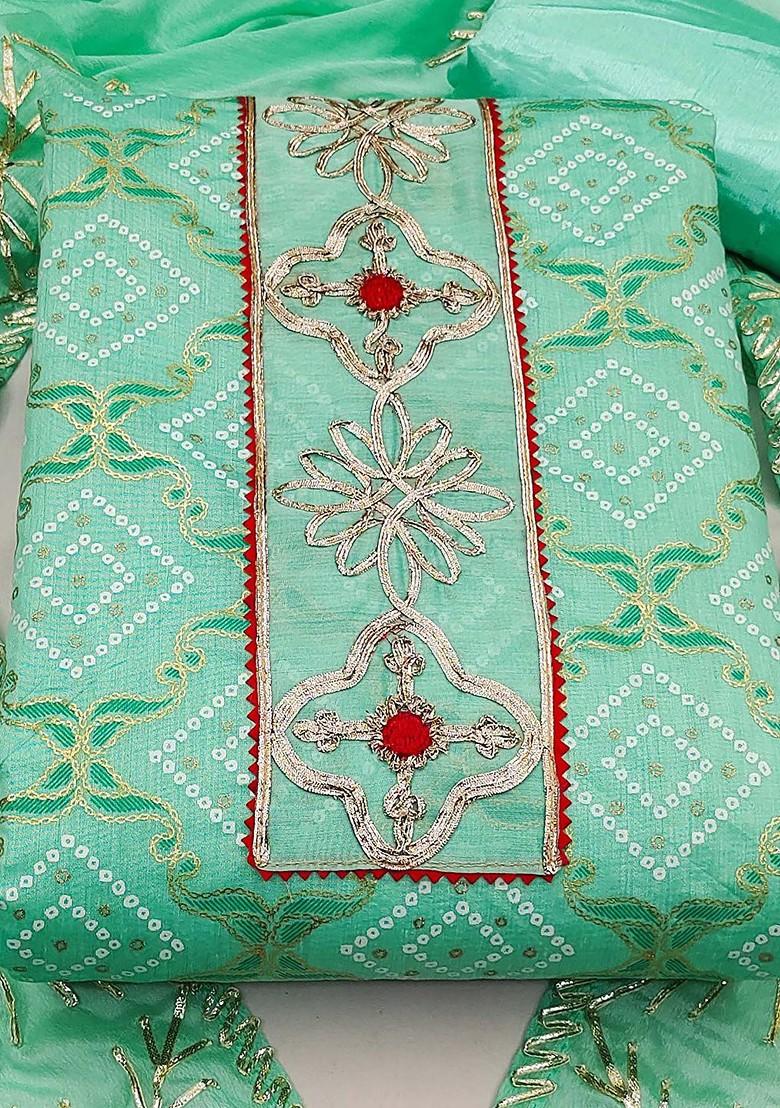 Green Bandhani Print Poly Blend Kurta Set