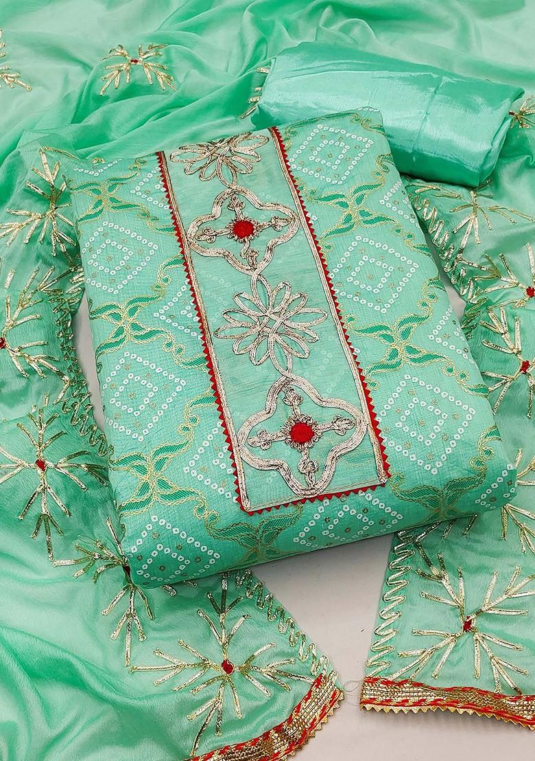 Green Bandhani Print Poly Blend Kurta Set
