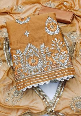 Mustard Yellow Ethnic Motifs Embroidered Poly Blend Kurta Set