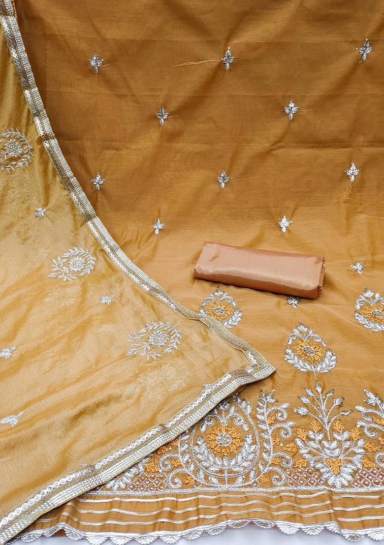 Mustard Yellow Ethnic Motifs Embroidered Poly Blend Kurta Set