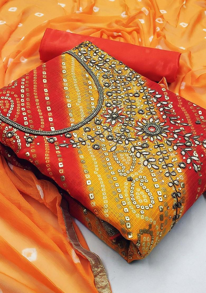 Yellow Floral Embellished Cotton Kurta Set