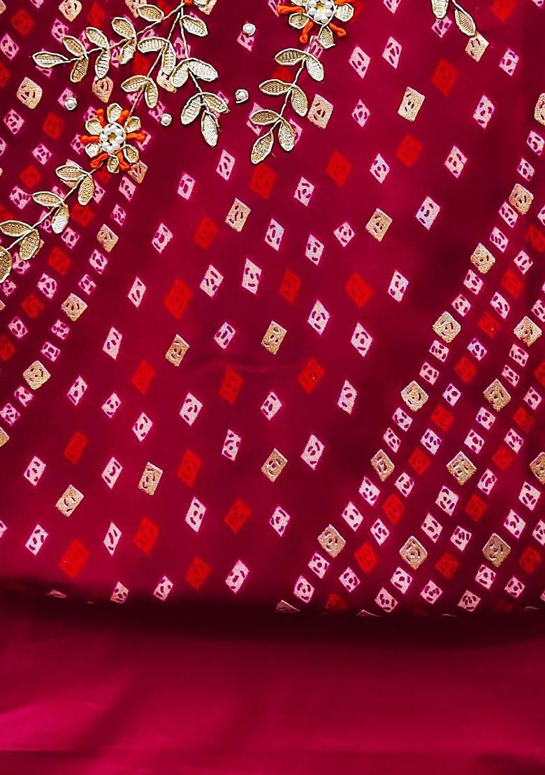 Pink Bandhani Print Poly Blend Kurta Set