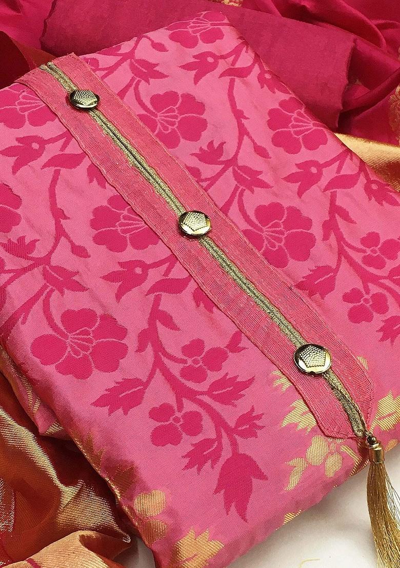 Pink Floral Print Poly Blend Kurta Set