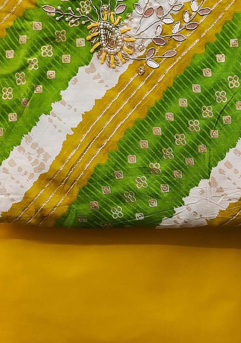 Green Printed Poly Blend Kurta Set