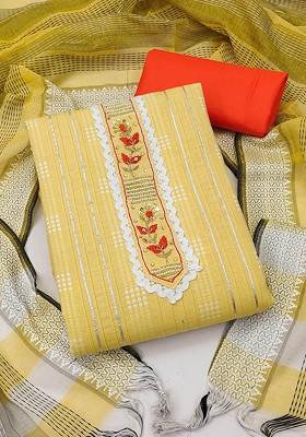 Yellow Woven Poly Blend Kurta Set
