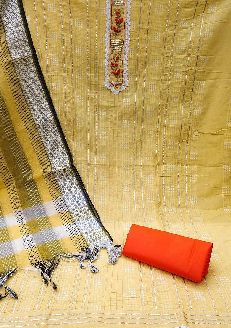Yellow Woven Poly Blend Kurta Set
