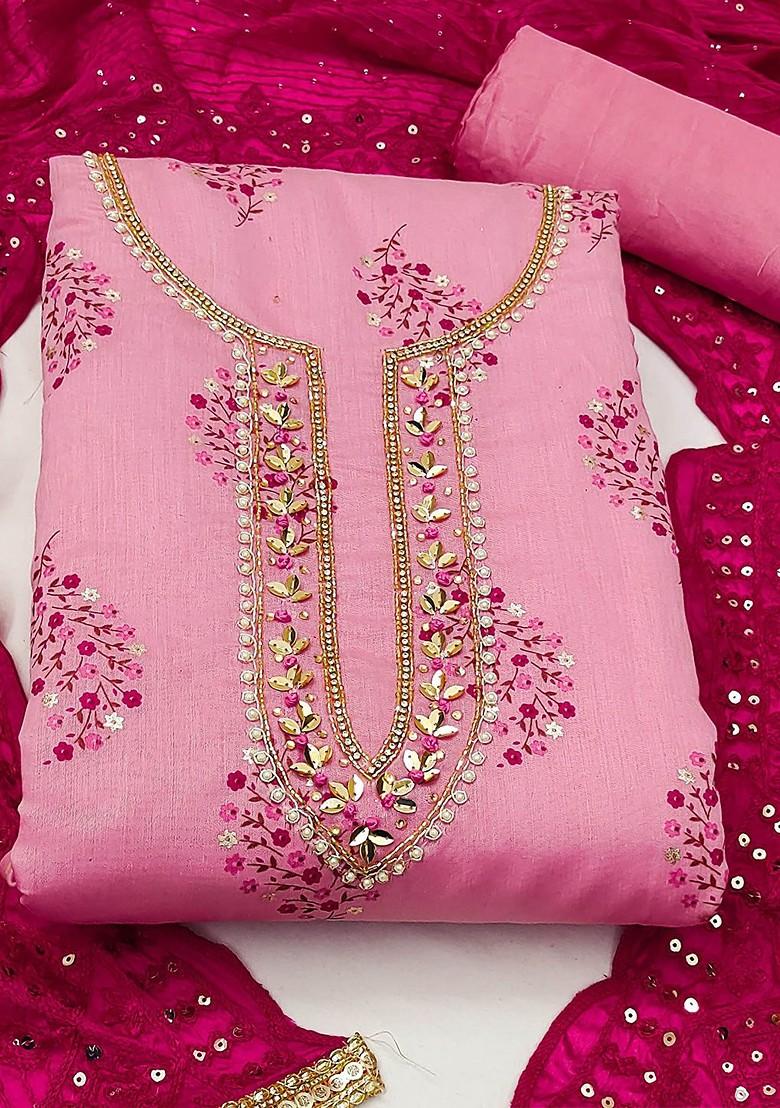 Pink Ethnic Motifs Printed Poly Blend Kurta Set