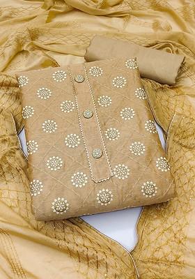 Beige Ethnic Motifs Printed Poly Blend Kurta Set