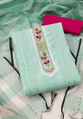 Sea Green Embellished Poly Blend Kurta Set