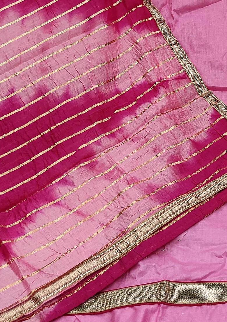 Pink Floral Embroidered Poly Blend Kurta Set