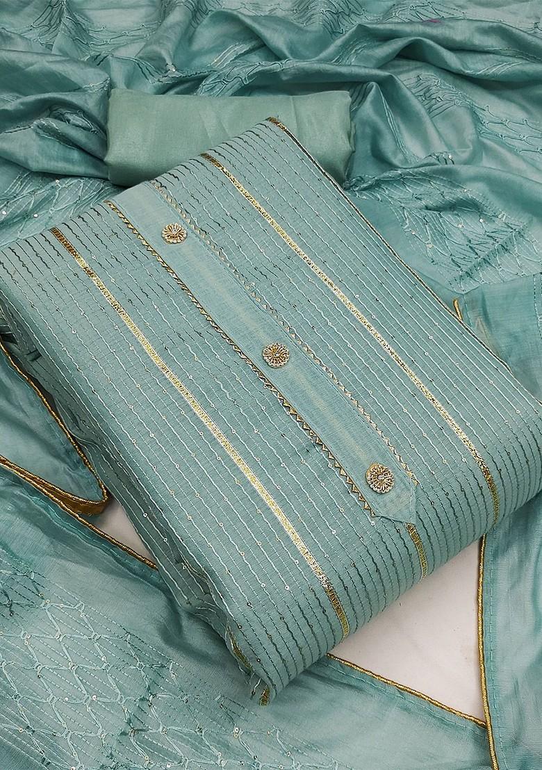 Sea Green Embellished Poly Blend Kurta Set