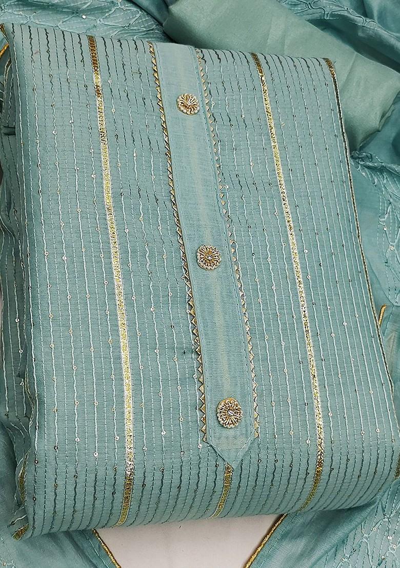 Sea Green Embellished Poly Blend Kurta Set