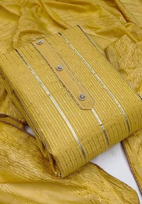 Yellow Gota Patti Poly Blend Kurta Set